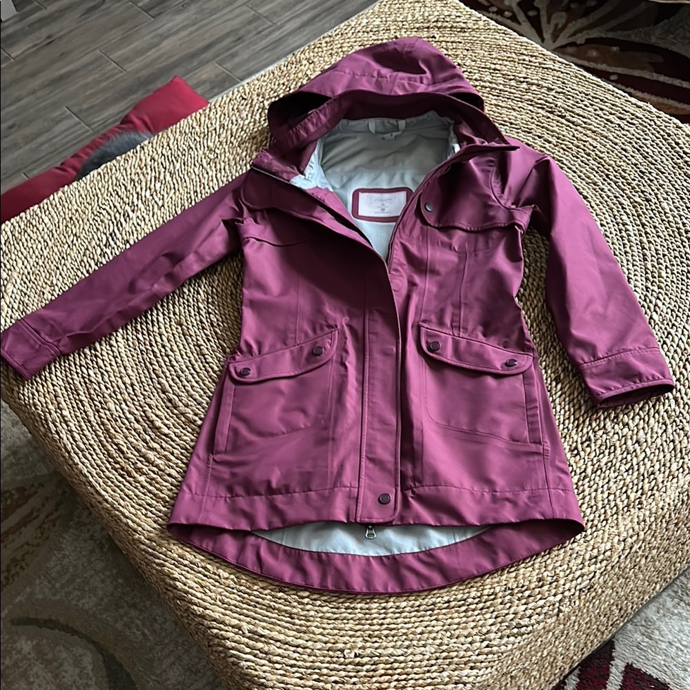 Athleta Maroon/Purple Hooded Rain Jacket